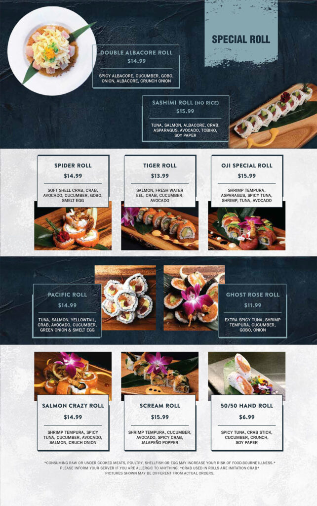 oji costa mesa menu OJI Sushi & Sake Bar